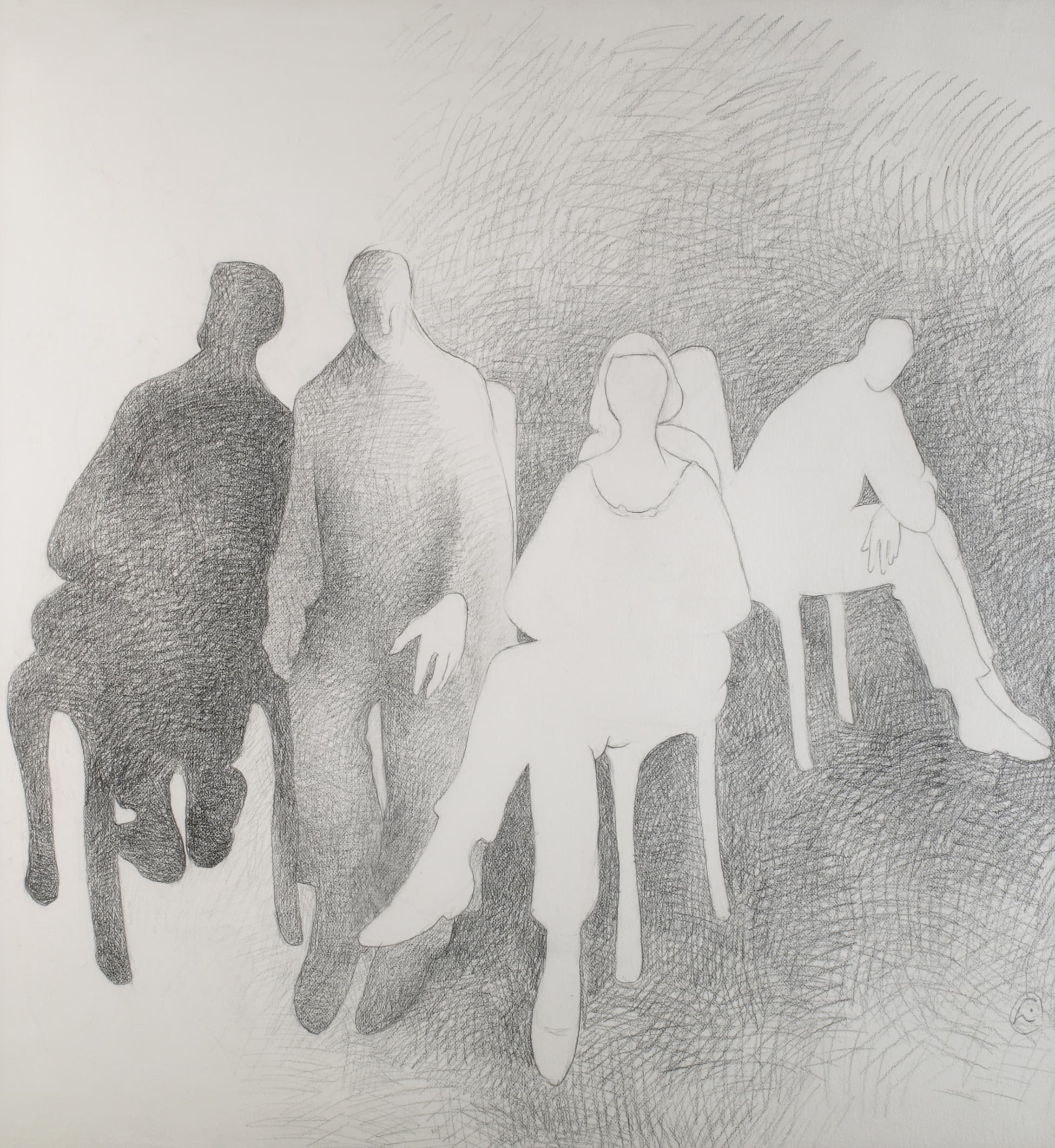 Art with the title "Four Figures Seated".