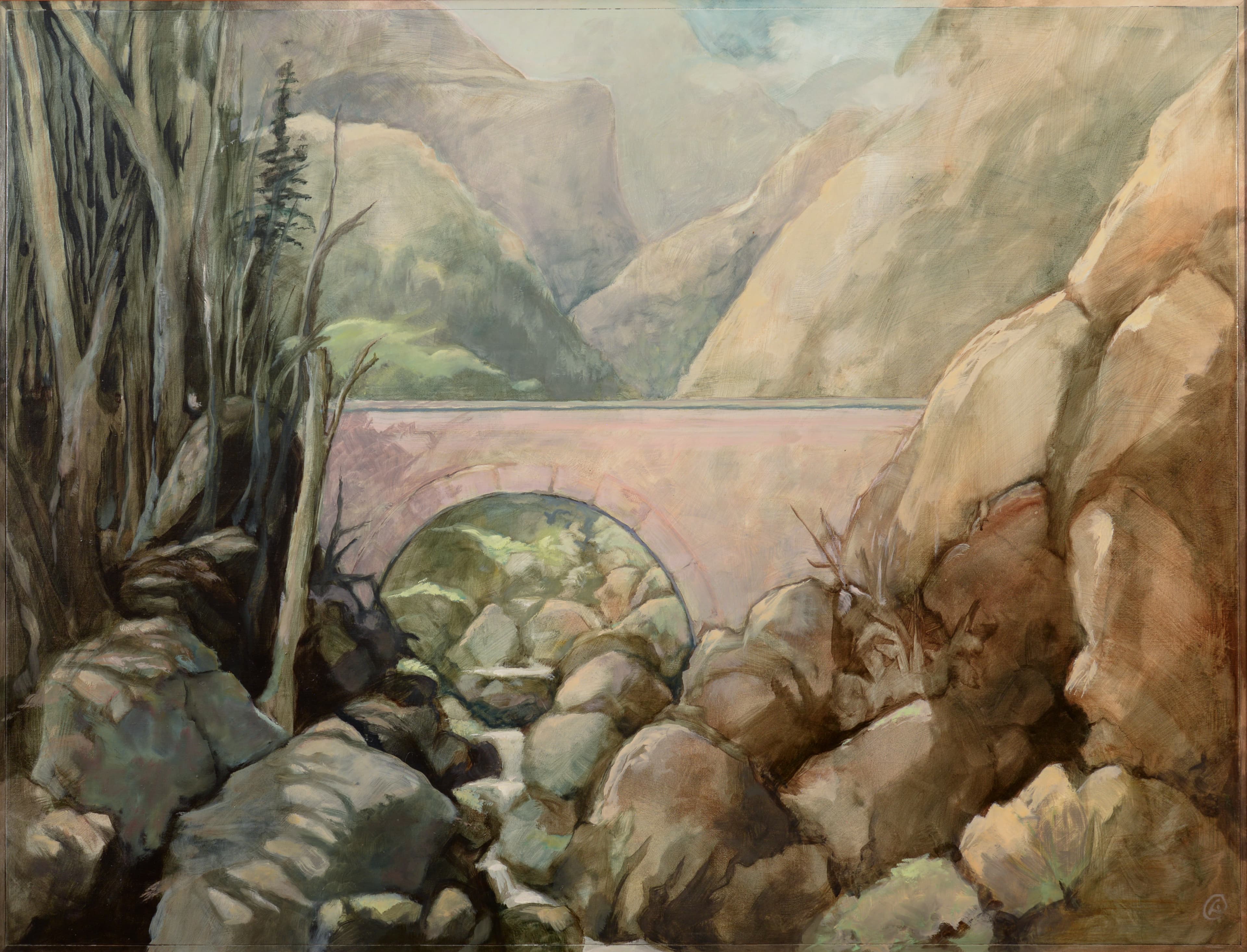 Art with the title "Landscape with Bridge".