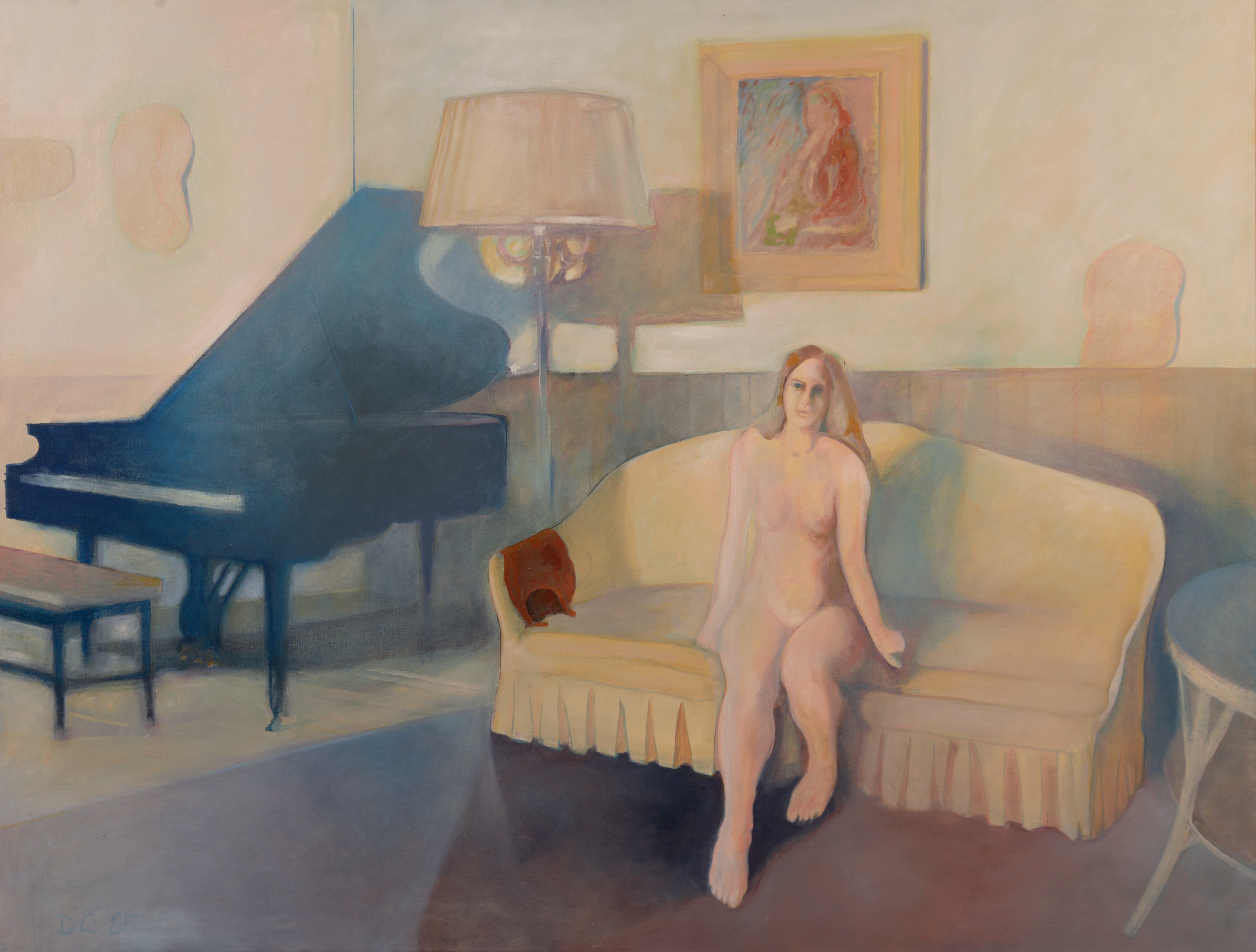 Art with the title "Nude on Couch with Piano".