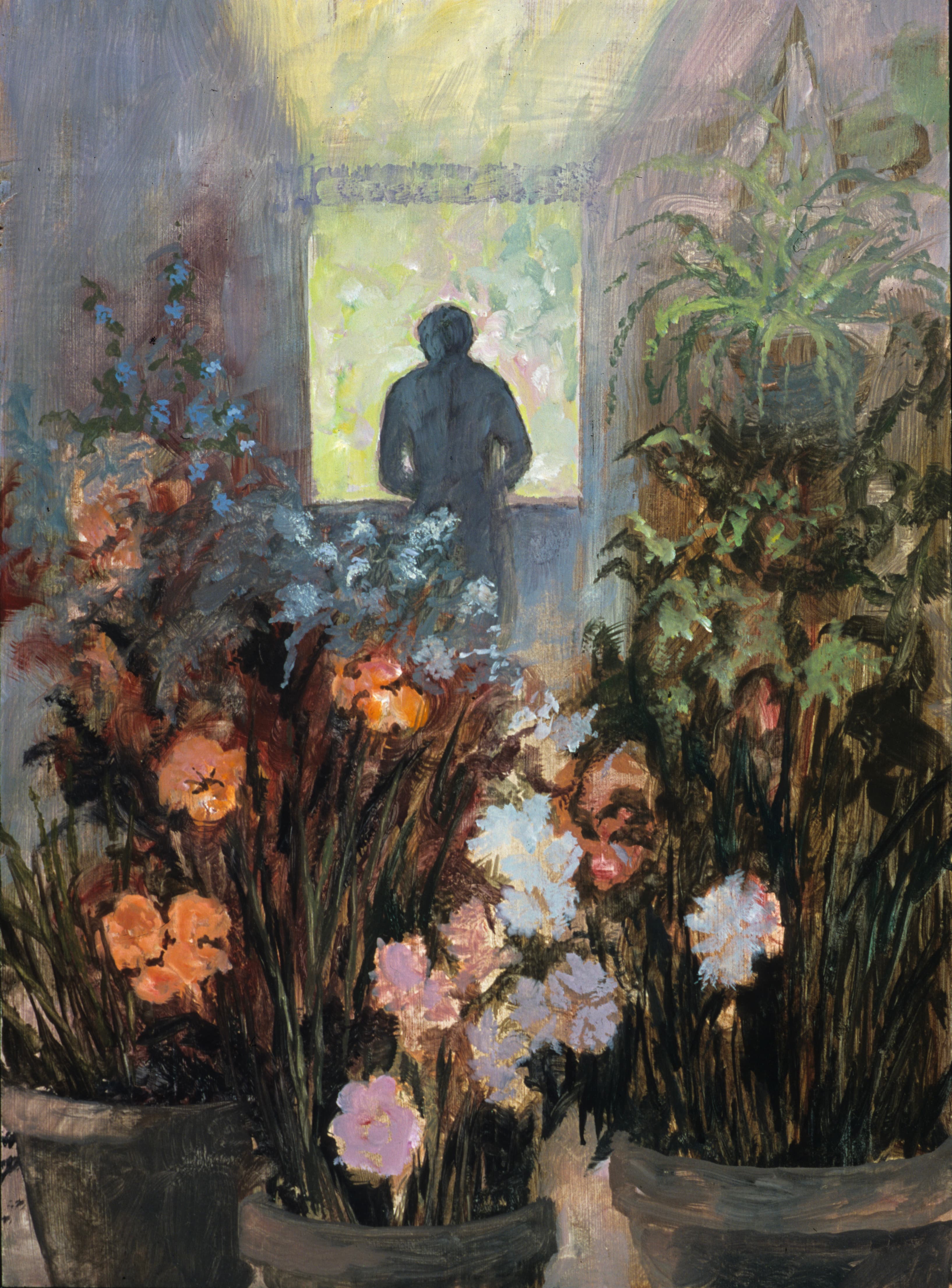 Art with the title "Figure at Window in Silhouette".