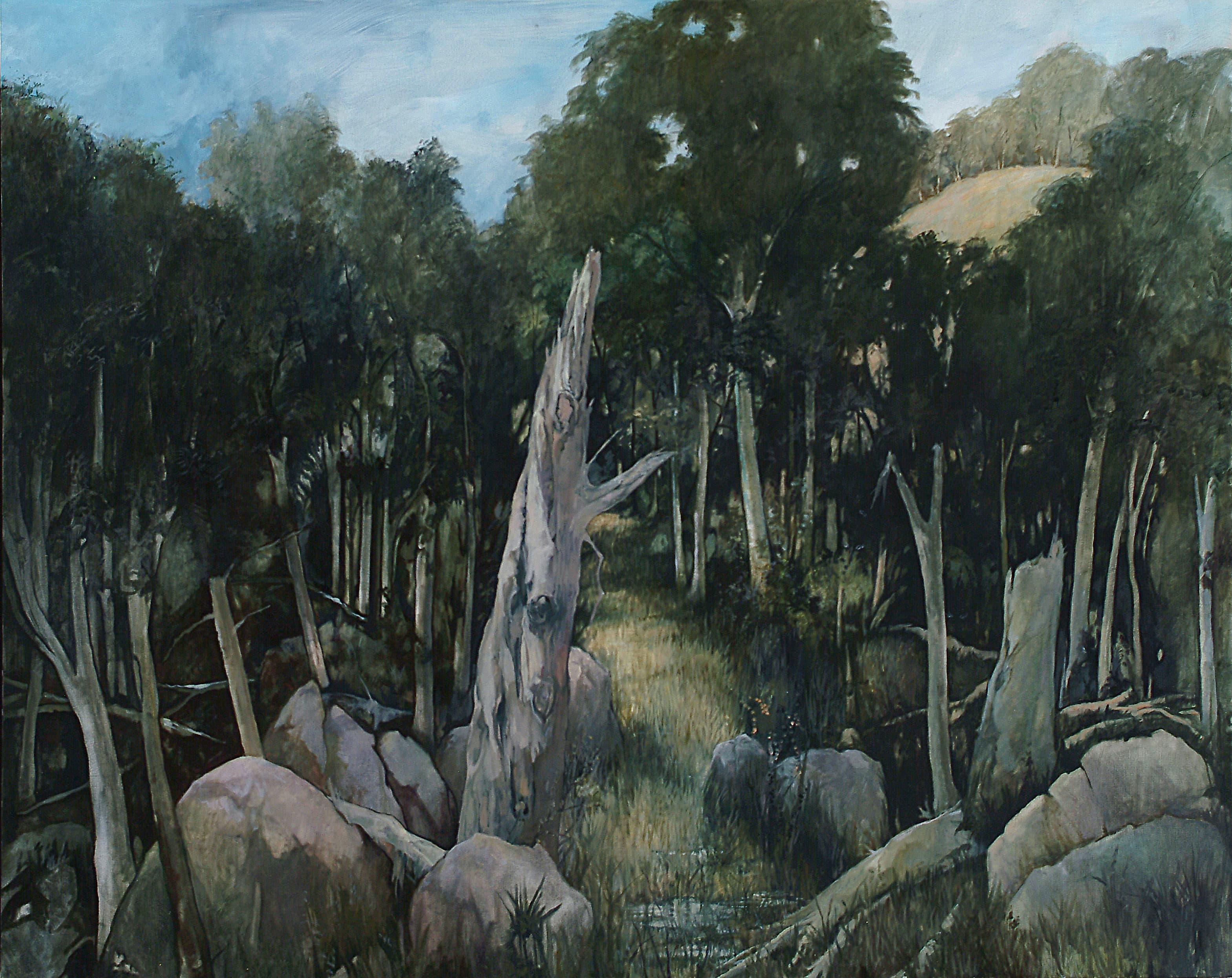 Art with the title "Landscape with Dead Tree".